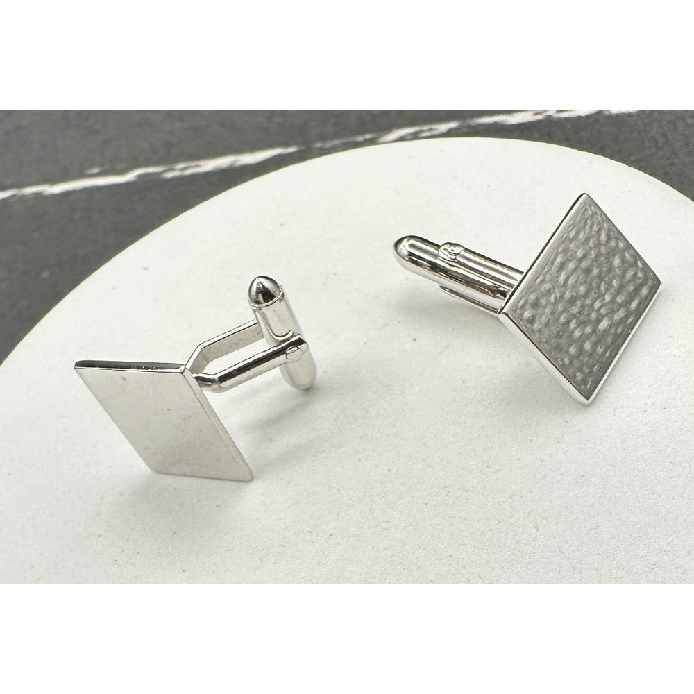 Vintage SWANK Square Cufflinks Silver Tone Textured Brushed Men's jewellery